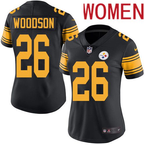 Women Pittsburgh Steelers #26 Rod Woodson Nike Black Vapor Limited Rush NFL Jersey